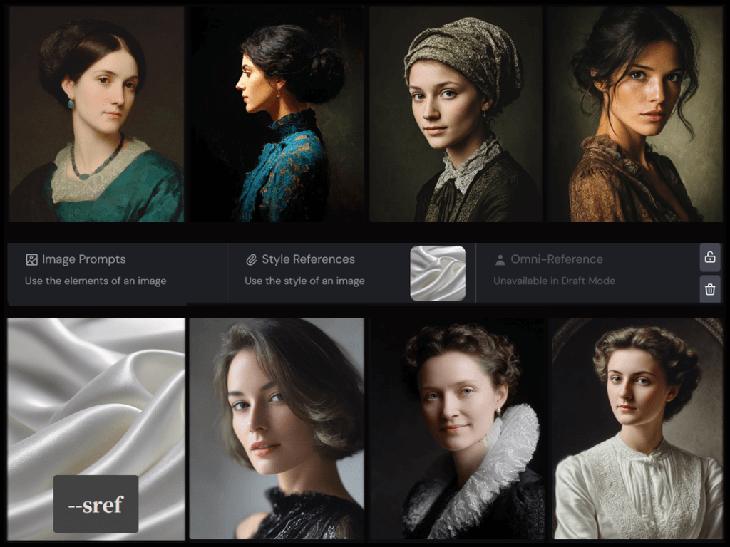 기본+sref 우먼 포트레이트 예시 Midjourney