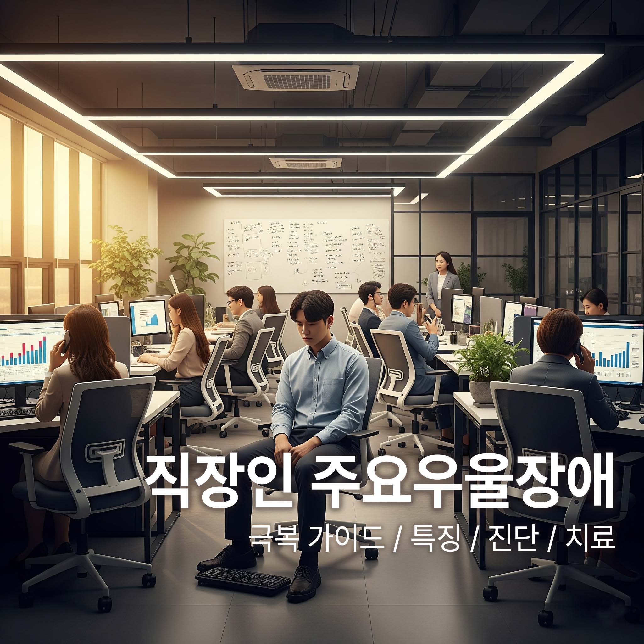 직장에서 혼자 고립되어 우울해 하는 직장인
