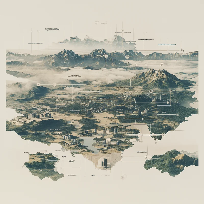 미국, 유럽, 아시아 등 다양한 시장 기회를 글로벌 ETF를 통해 보여주는 명료하고 균형 잡힌 구도의 지도.