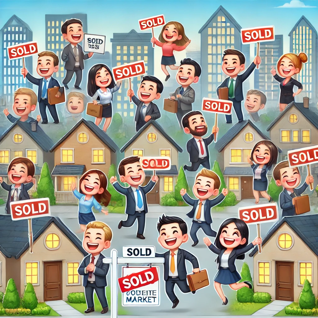 금리 인하로 활발해진 부동산 시장, '판매 완료' 표지판이 걸린 주택들