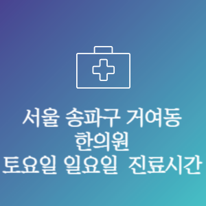 서울 송파구 거여동 한의원 주말 토요일 일요일 문여는 병원 진료시간
