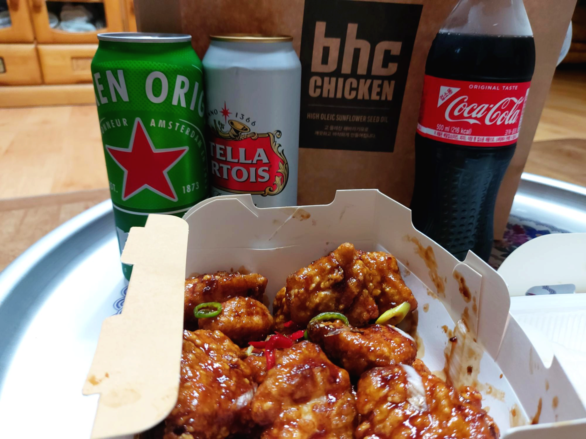 치맥 BHC 맛초킹과 맥주