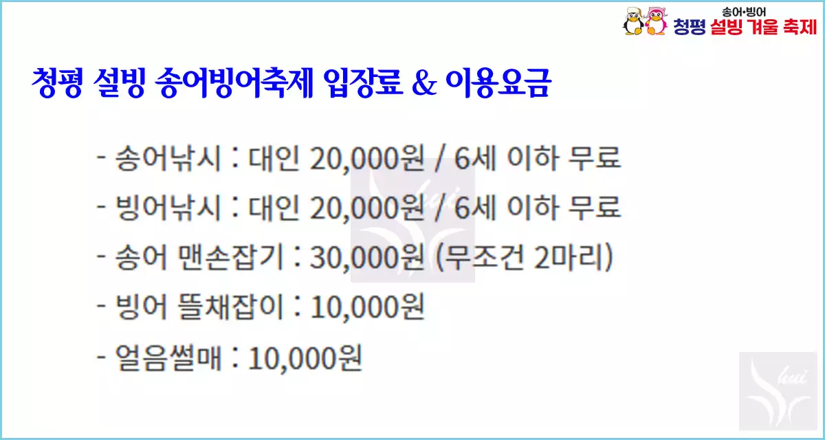 청평 설빙 송어빙어축제 입장료