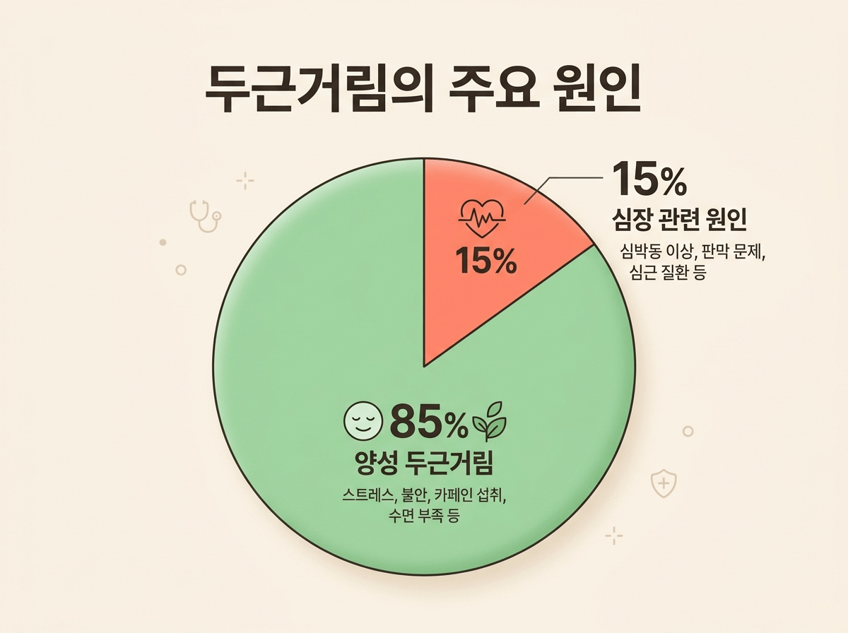 심계항진 원인 비율을 파이차트로 보여주는 일러스트