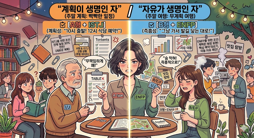 [A형 + ISTJ] vs [B형 + ENFP]