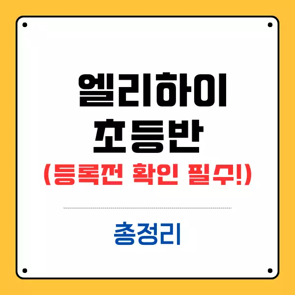 엘리 하이 초등반 등록 전 확인할 점은?