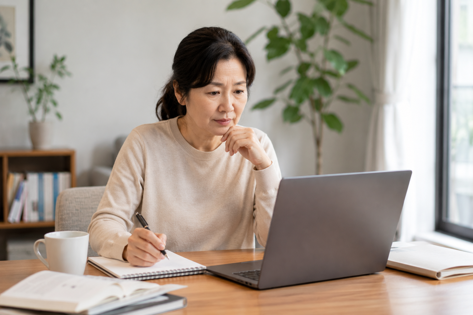 병원동행서비스 교육 과정 알아보는 중장년 여성