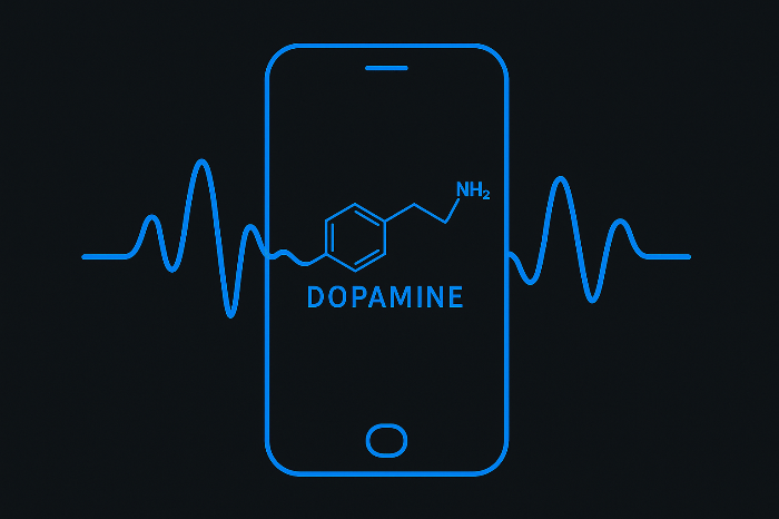 도파민 파형과 스마트폰 그래픽