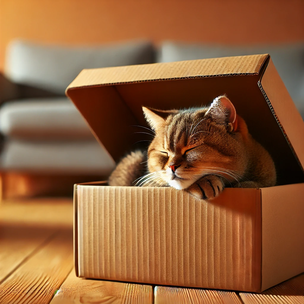 박스나 푹신한 침대 안에서 편안하게 쉬고 있는 고양