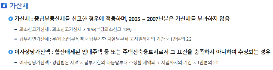 종합부동산세-가산세-표