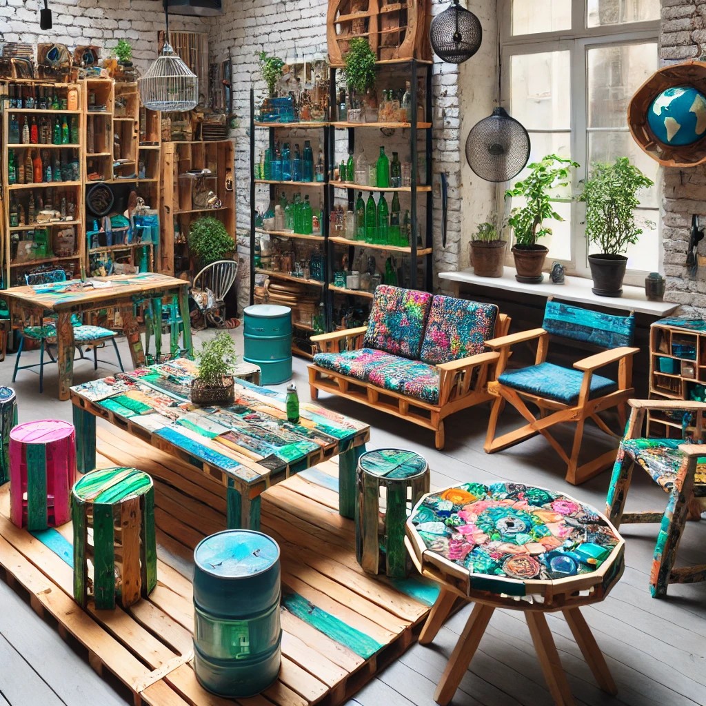 재활용 가구 제작과 환경 관련 사진