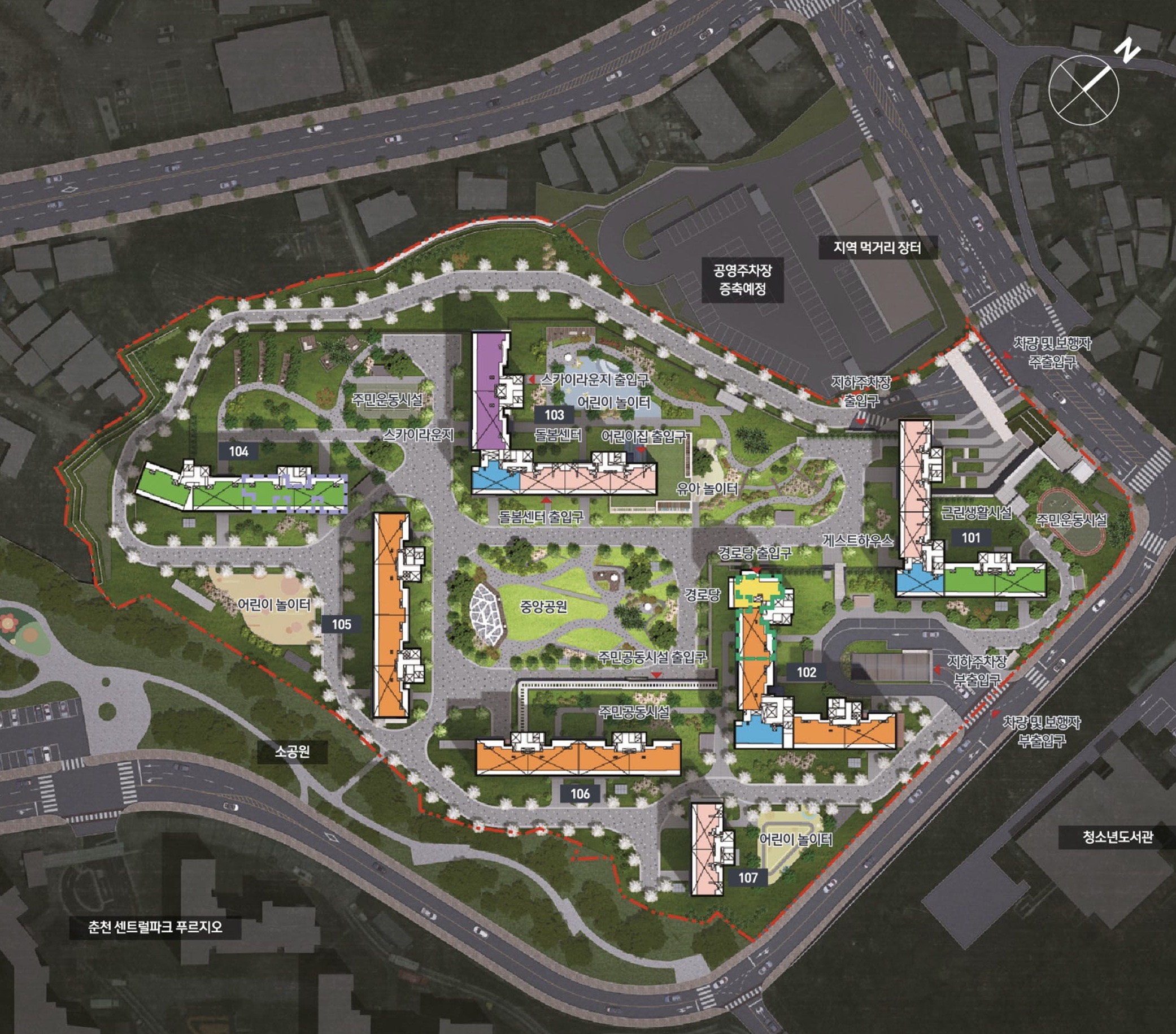 춘천 레이크시티 아이파크 동･호수 배치 조감도