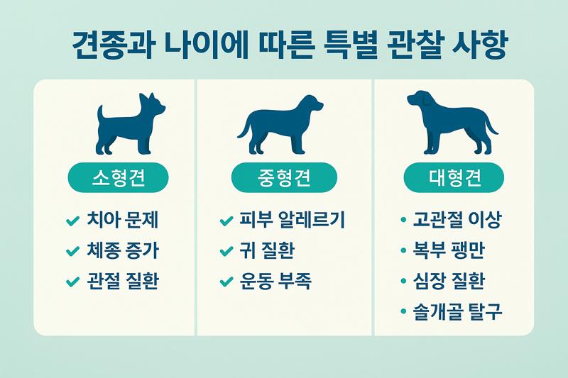 견종과 나이에 따른 특별 관찰 사항