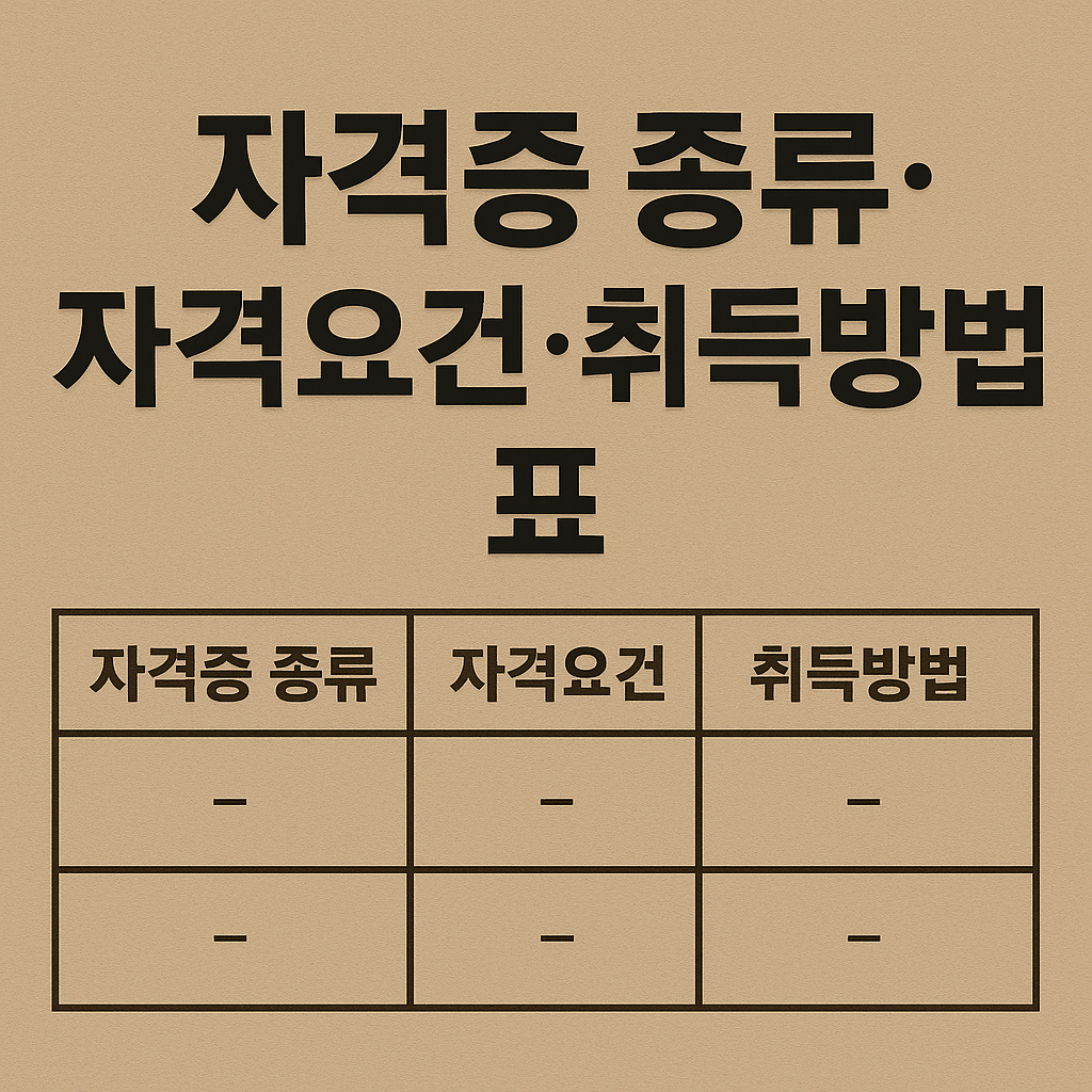심리상담사 자격증 종류&middot;자격요건&middot;취득방법 표