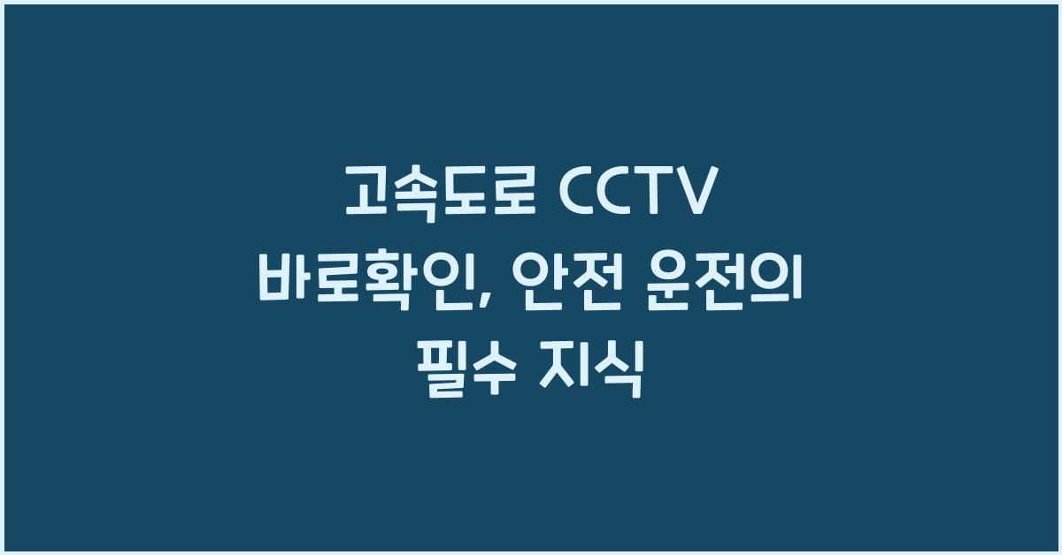 고속도로 cctv 바로확인