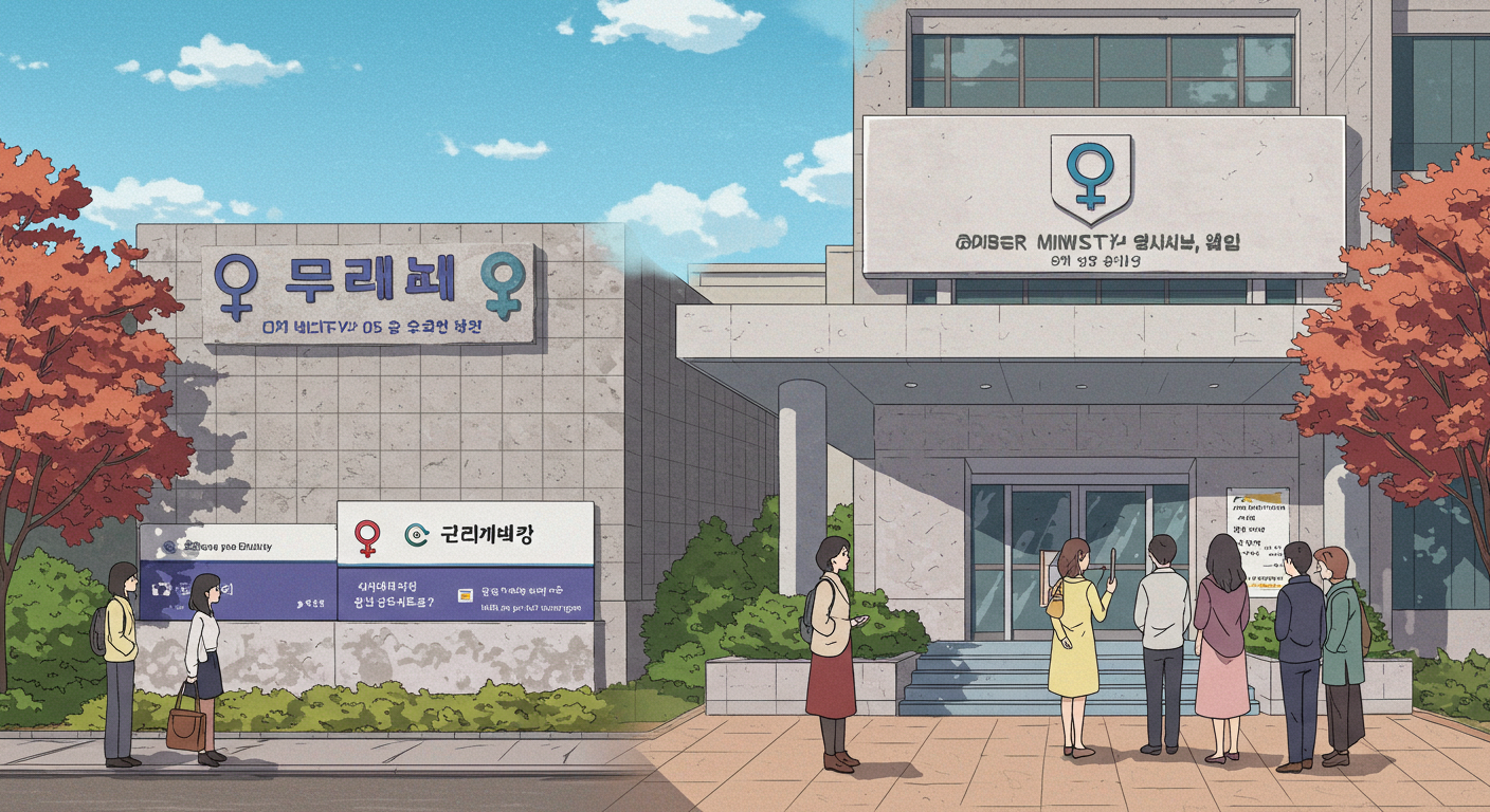 여성가족부에서 성평등가족부로 변화하는 장면