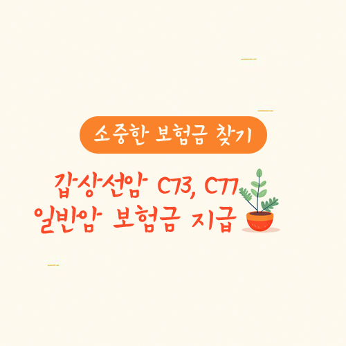 갑상선암 C73, C77 일반암 보험금 지급