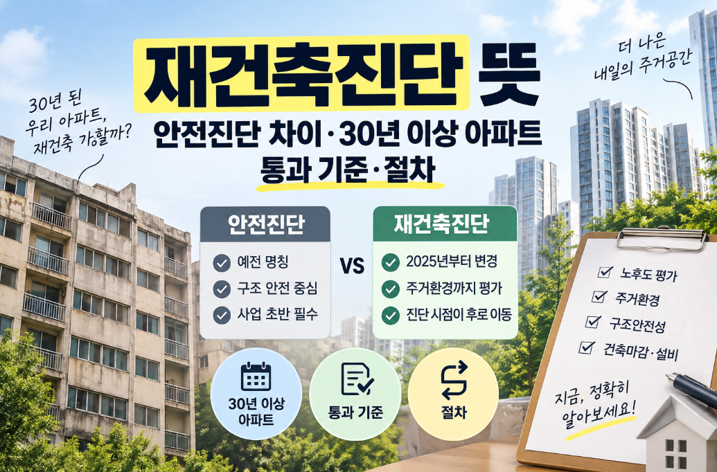 재건축진단 뜻|안전진단 차이·30년 이상 아파트·통과 기준·절차