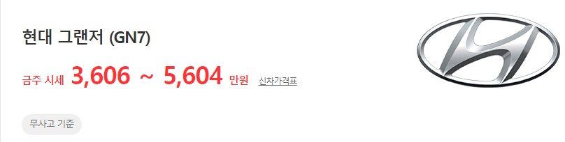 2022년식 ~ 현재 그랜저 (GN7) 중고차 시세