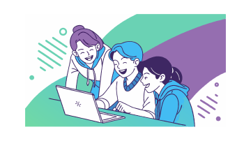 청년도약계좌를 노트북으로 신청하고 있는 청년들