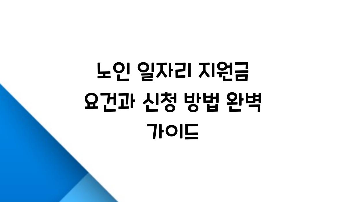 노인 일자리 지원금 요건