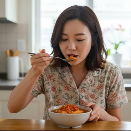 묵은 김치에 청어 통조림을 넣고 끓인 간단한 요리로 김치의 신맛과 청어의 고소함이 잘 어우러져 맛있습니다.