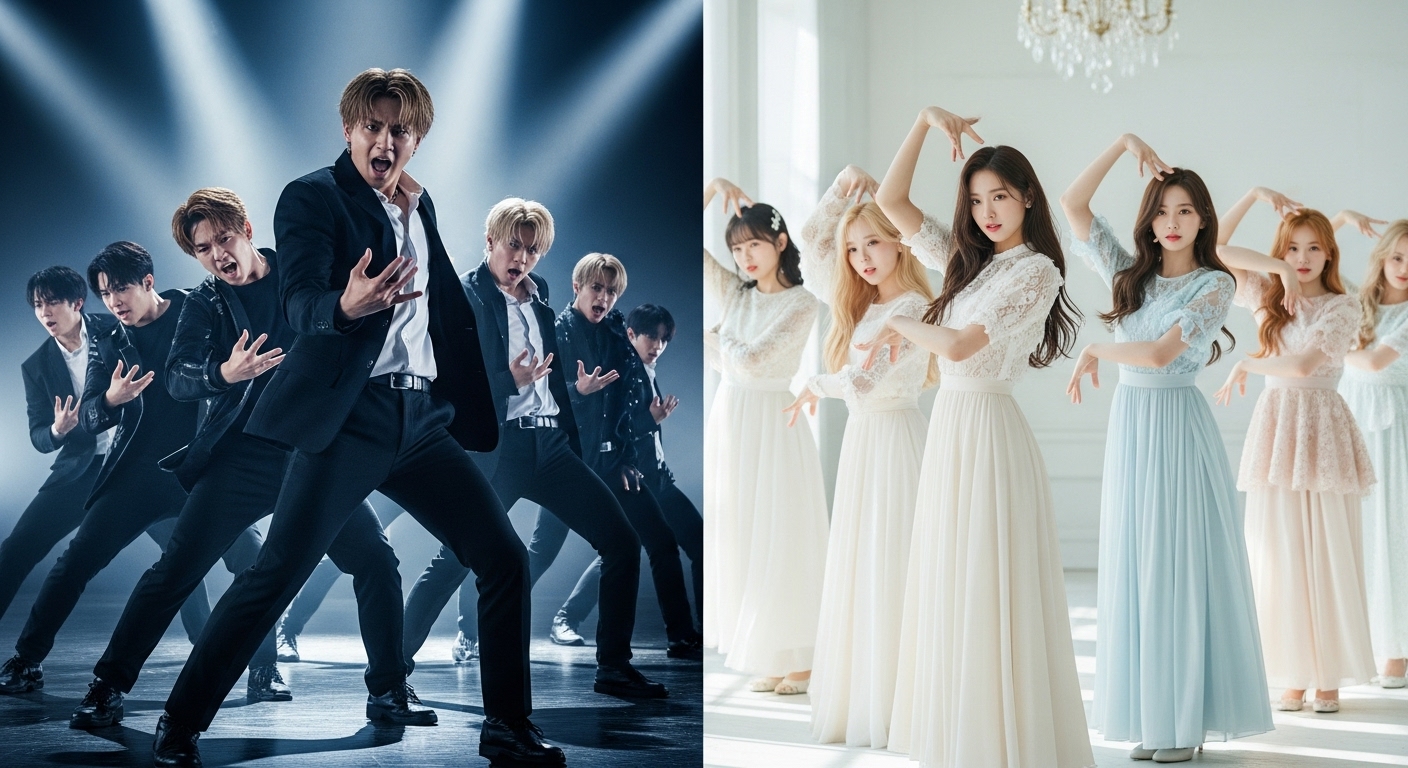 남녀 아이돌 안무 및 컨셉 차이에 관한 이미지