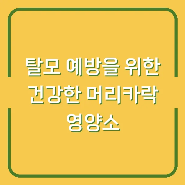 탈모 예방을 위한 건강한 머리카락 영양소
