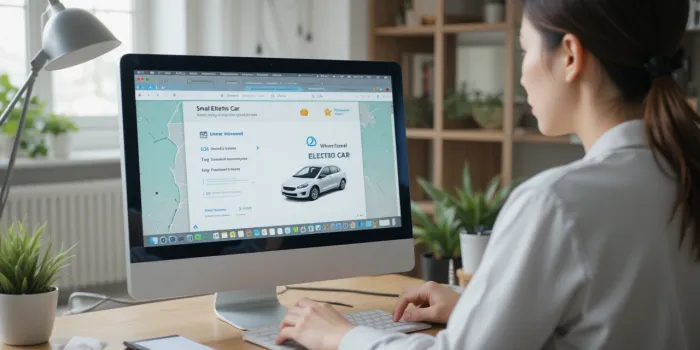 소형 전기차 보조금 신청 서류를 업로드하는 여성