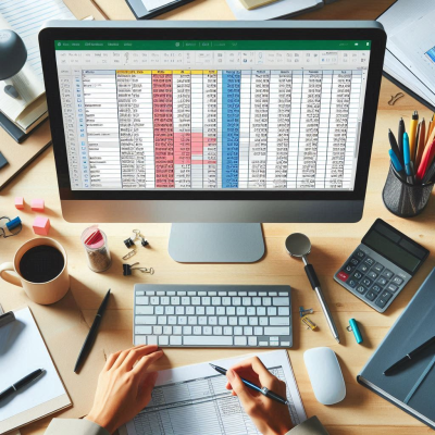 손으로 스프레드시트를 수정하는 모습.