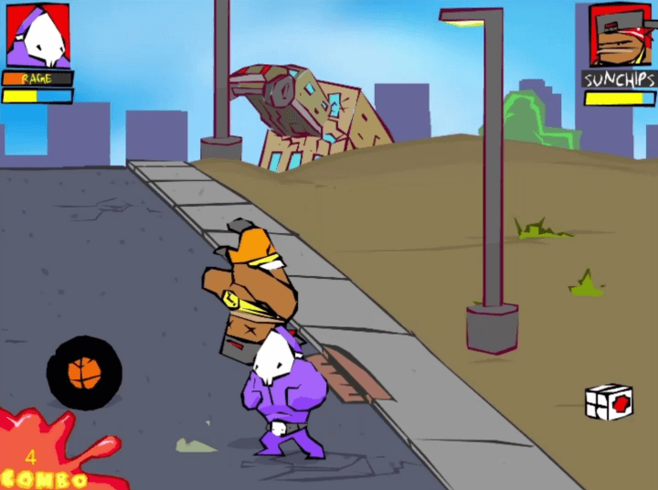 아빠와나-게임하기-플레이-4번-연속-콤보로-보스를-공격하는-화면