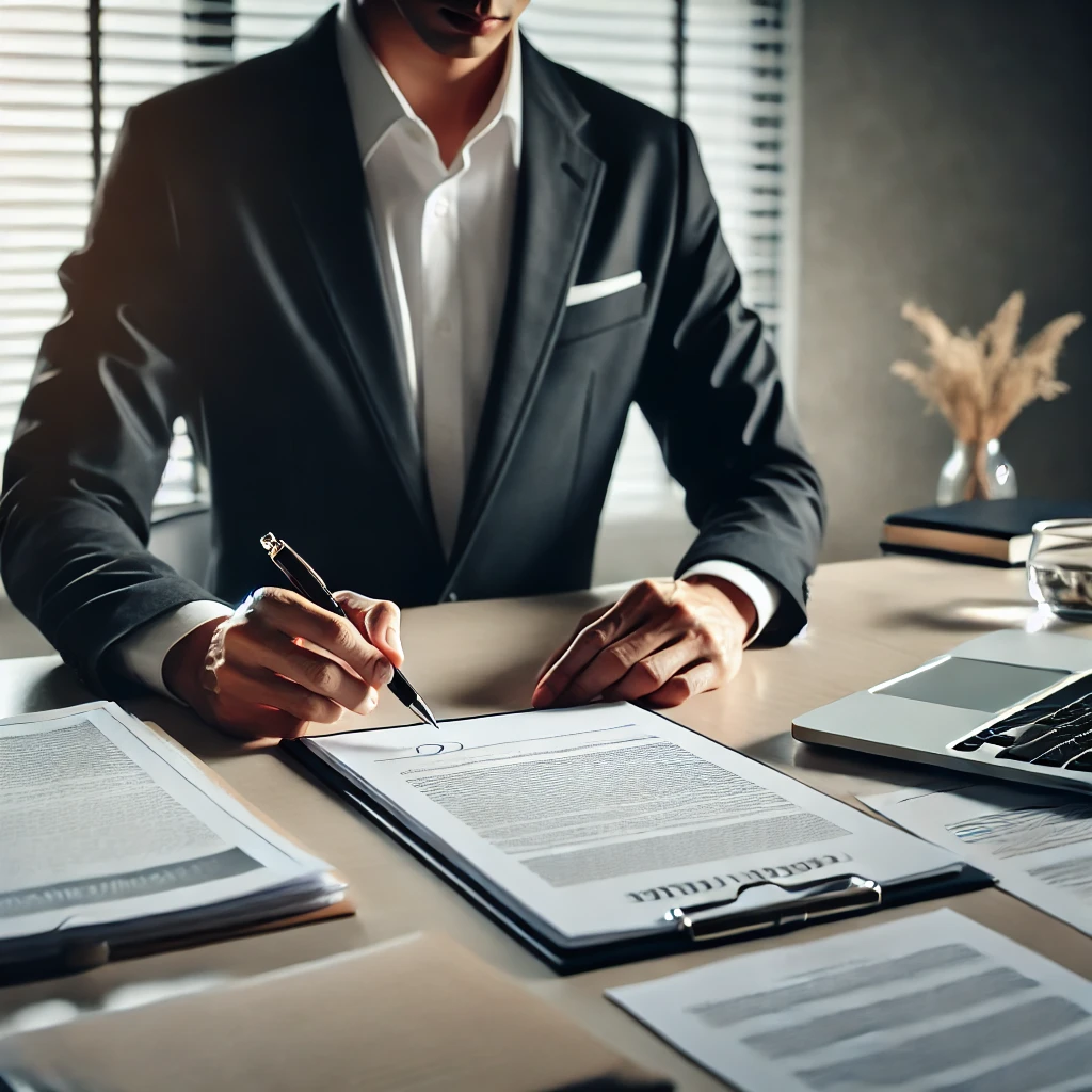 재개발 아파트 등기 서류를 살펴보는 모습