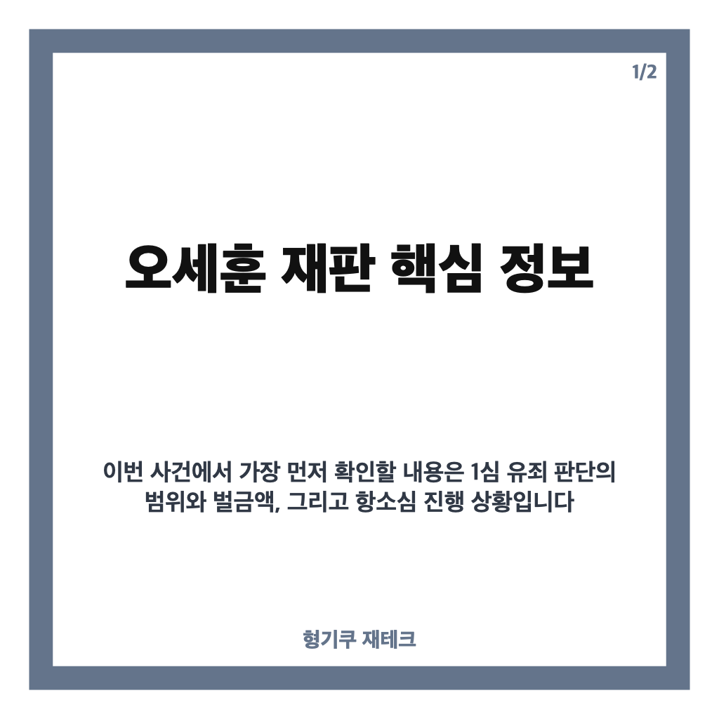 오세훈 재판, 1심 벌금 1천만원 선고와 쟁점 정리 카드뉴스 1