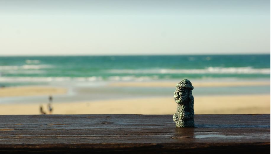 제주도 바다와 돌하루방