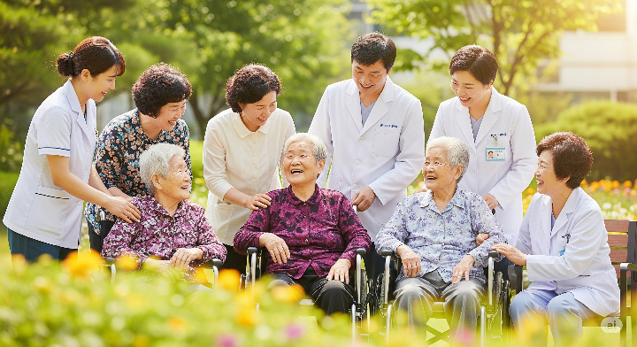 치매 환자와 가족이 서로를 지지하며 희망을 나누는 따뜻한 모습 또는 치매극복 캠페인에 참여하는 사람들의 긍정적인 모습