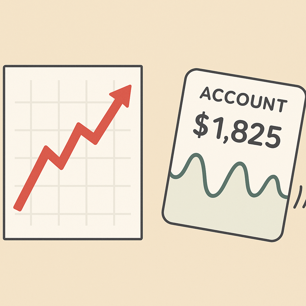 상승하는 그래프 vs 출렁이는 계좌