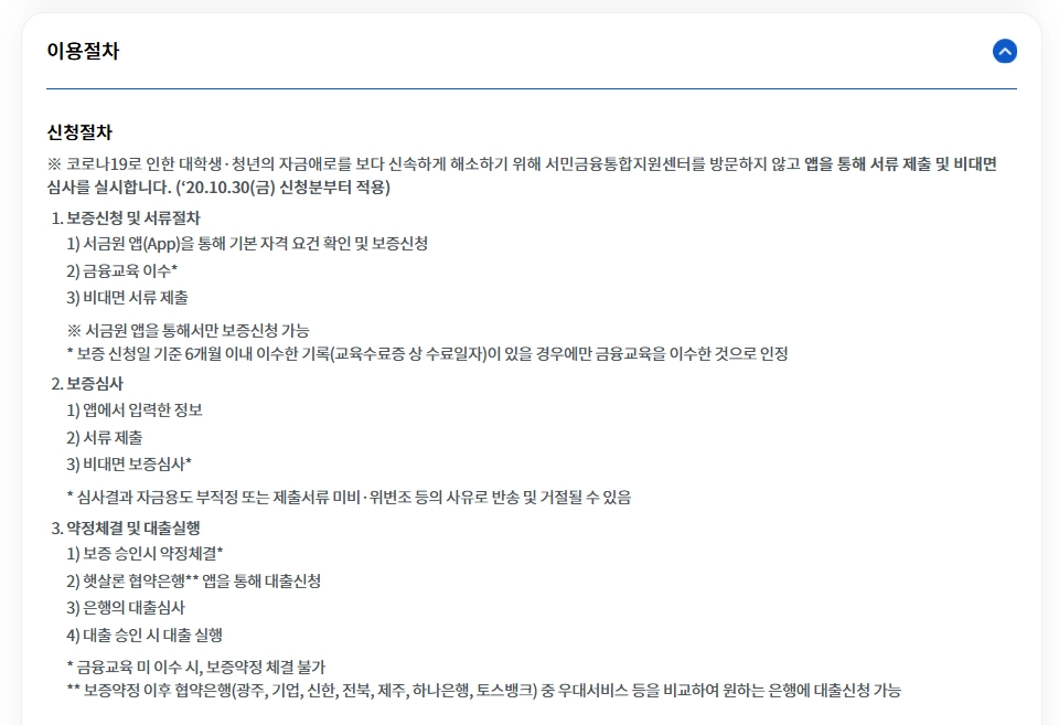 햇살론유스 신청자격확인하기