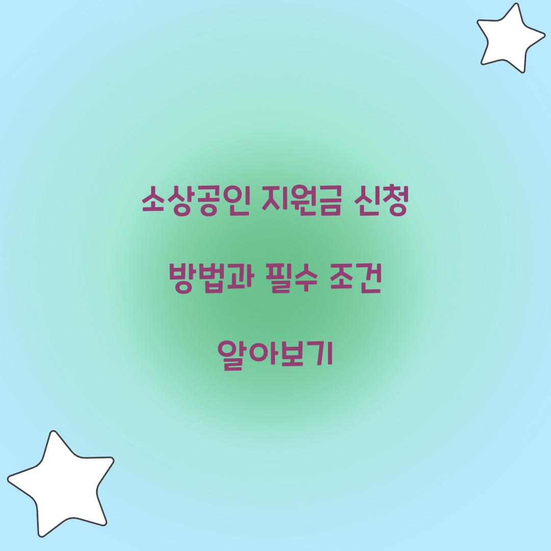 소상공인 지원금 신청