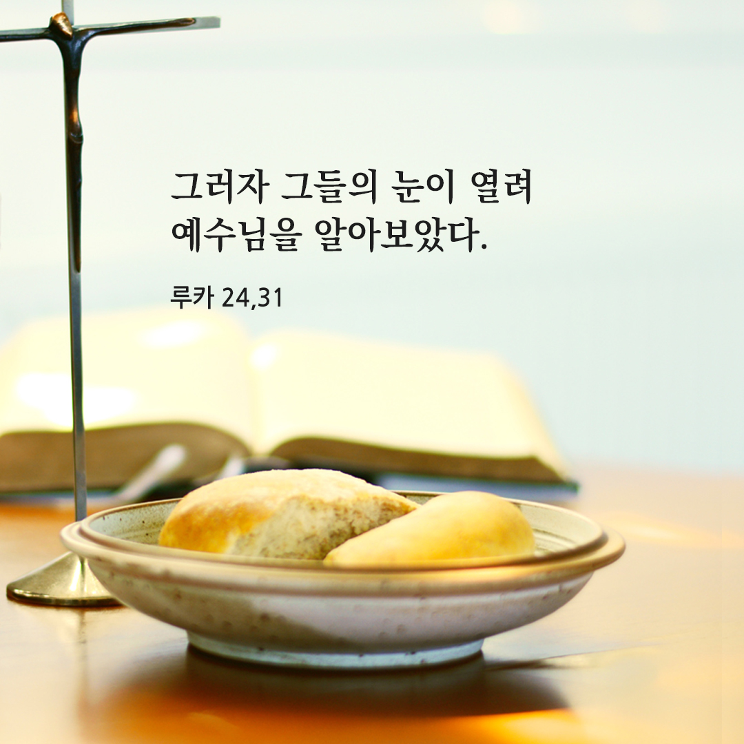 그러자 그들의 눈이 열려 예수님을 알아보았다. (루카 24,31) 성경 말씀 카드 이미지
