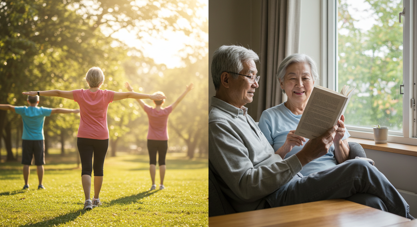 활동적인 노인과 정적인 노인의 모습
