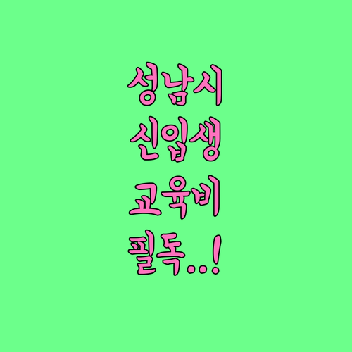 2026 성남시 신입생 교육지원비 신..