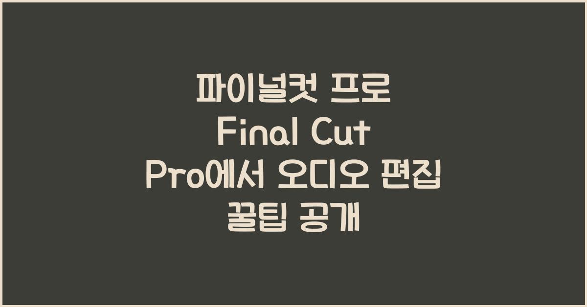 파이널컷 프로 Final Cut Pro에서 다양한 오디오 편집 기능 활용하기