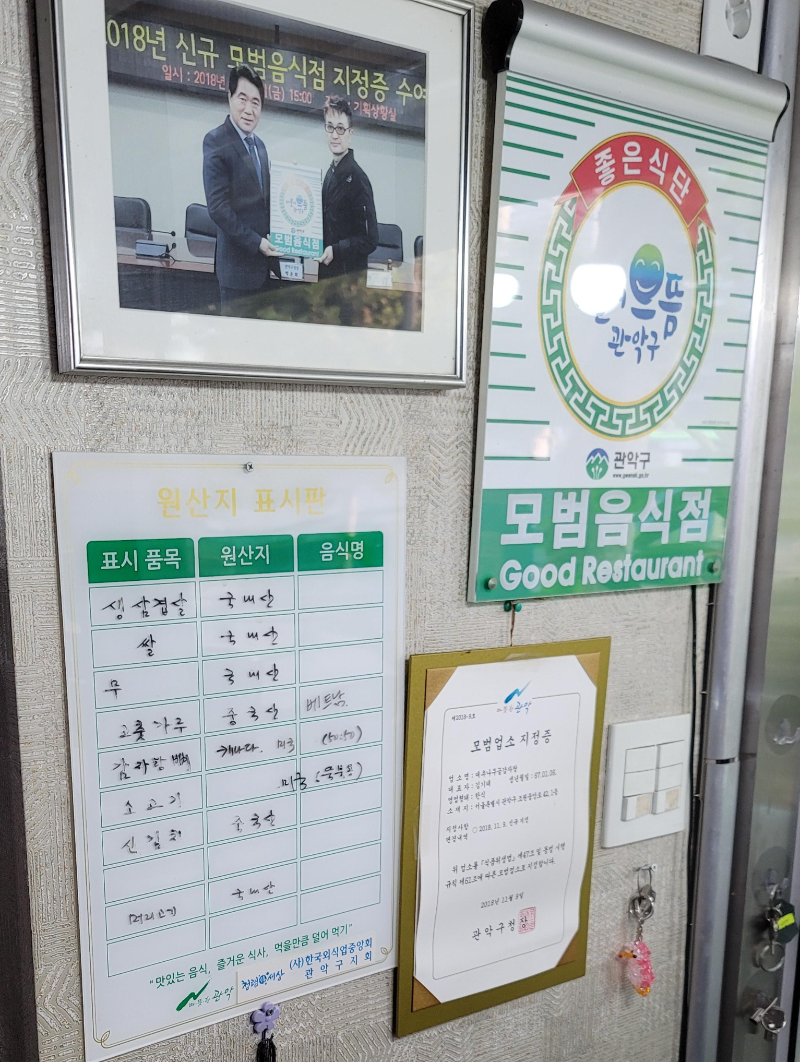 원산지 표시판, 모범음식점