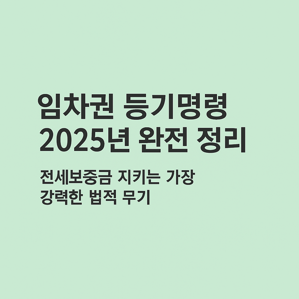 임차권 등기명령 2025 완전정리