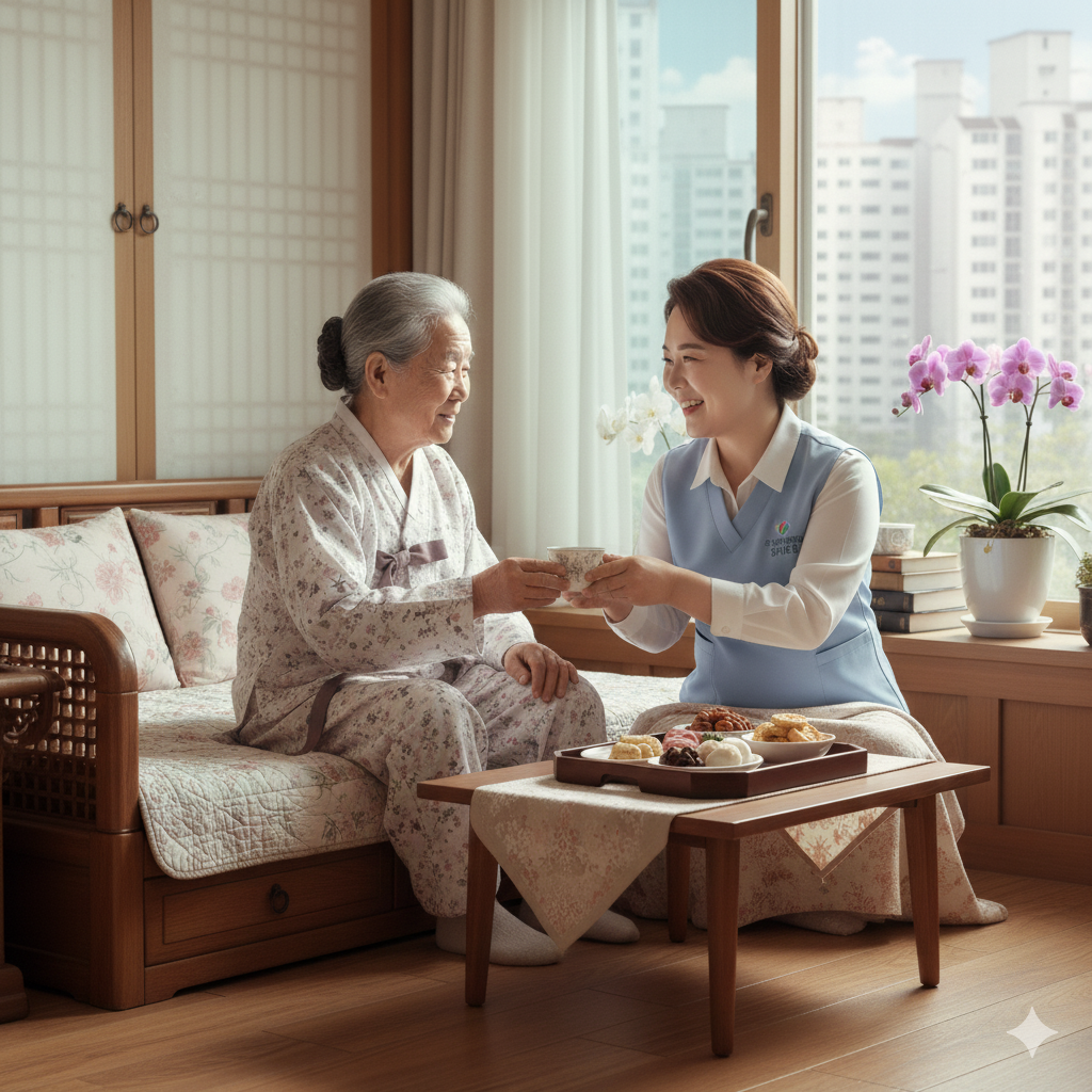 노인을 돌보는 가족