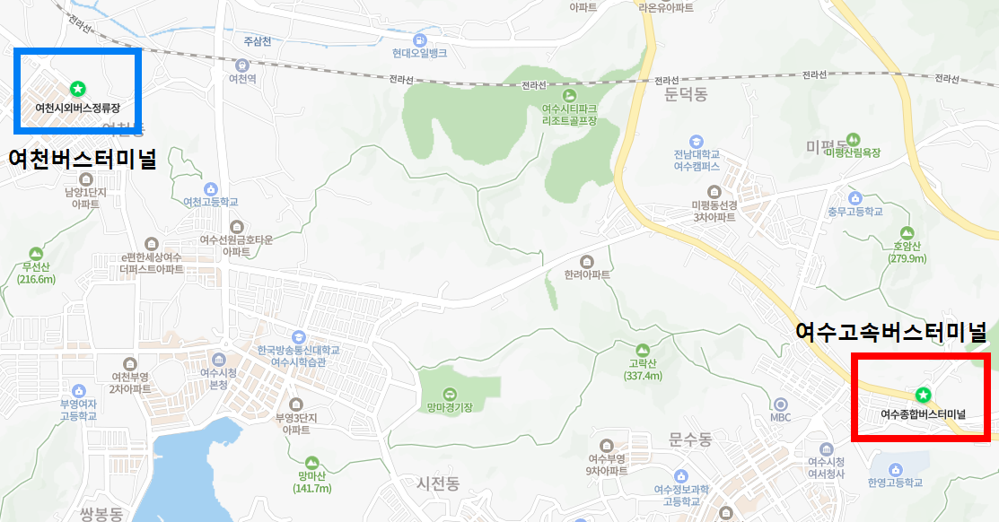 여수고속버스터미널 위치-지도