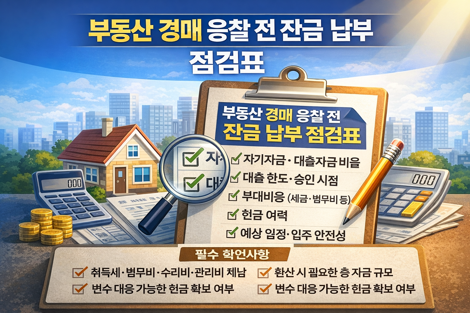 부동산 경매 응찰 전 잔금 납부 가능성을 점검하는 체크리스트 설명 이미지