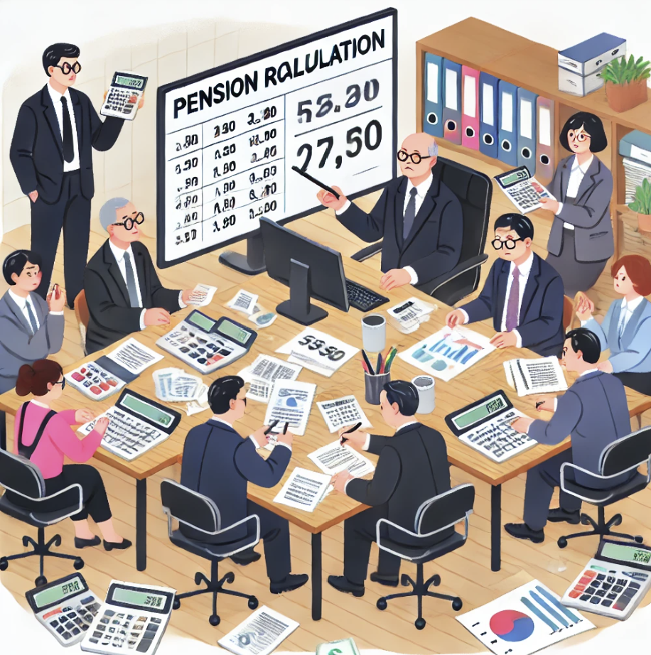 재정 차트를 보며 논의하는 모습.