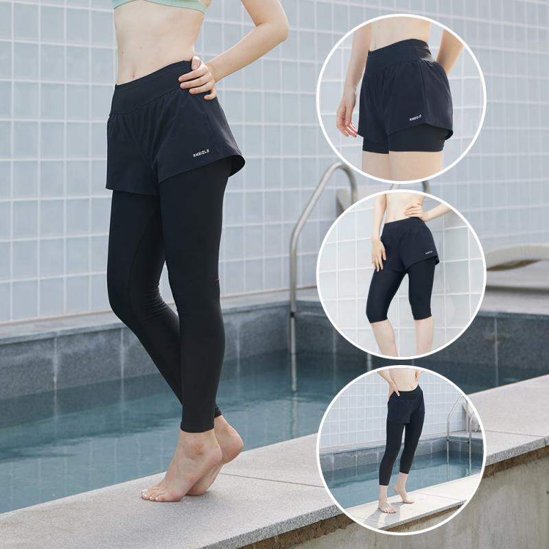 여성 빅사이즈 반바지 일체형 스판팬츠 워터레깅스 래쉬가드 팬츠