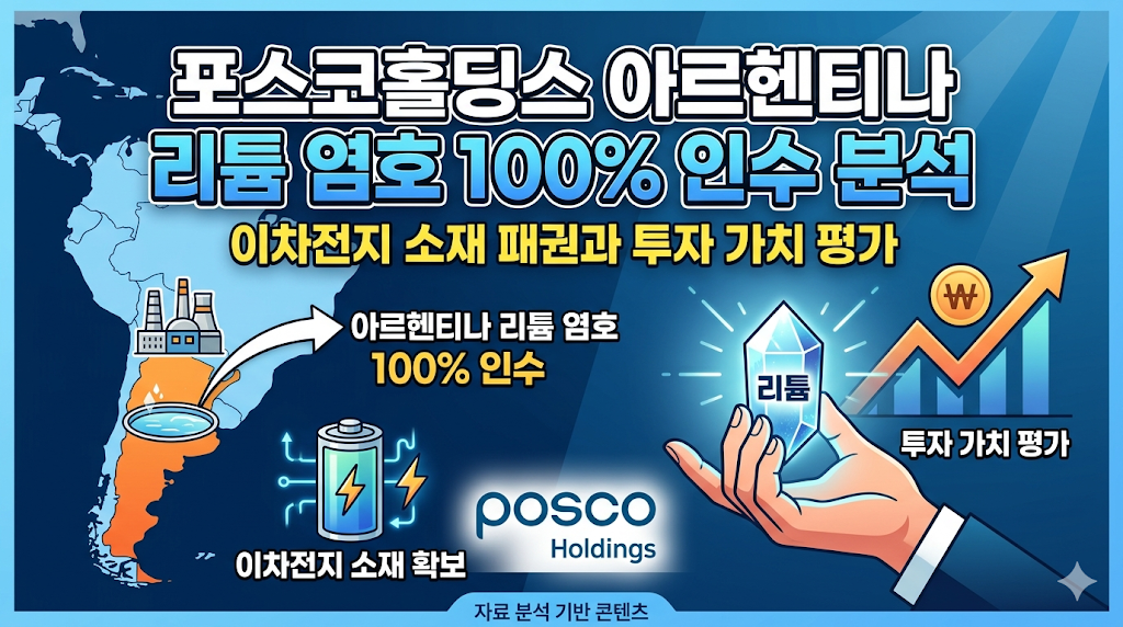 포스코홀딩스 아르헨티나 리튬 염호 100% 인수 분석: 이차전지 소재 패권과 투자 가치 평가